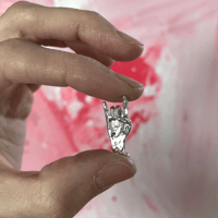 Image 1 of Devil Horn Hand Necklace in Solid 925 Sterling Silver