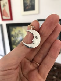 Image 2 of Sterling Silver Crescent Sleepy Moon Pendant