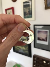 Image 3 of Sterling Silver Crescent Sleepy Moon Pendant