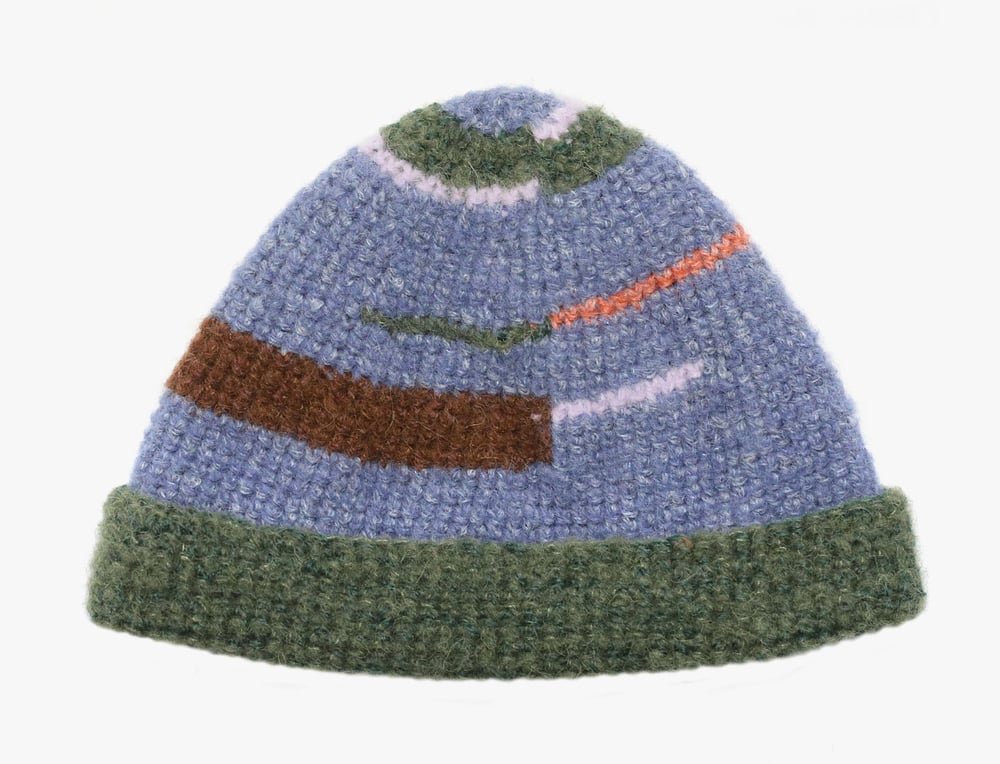 Image of BLUE AND GREEN ALPACA CAP