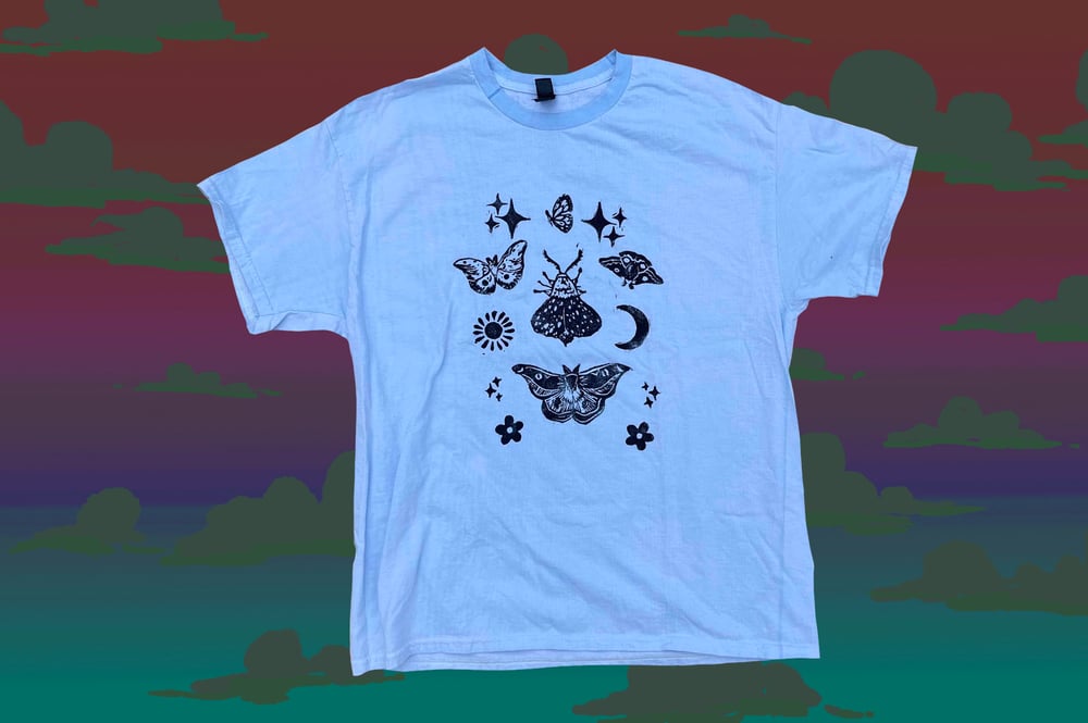 Image of MADE TO ORDER Celestial Moths Handprinted Tee 