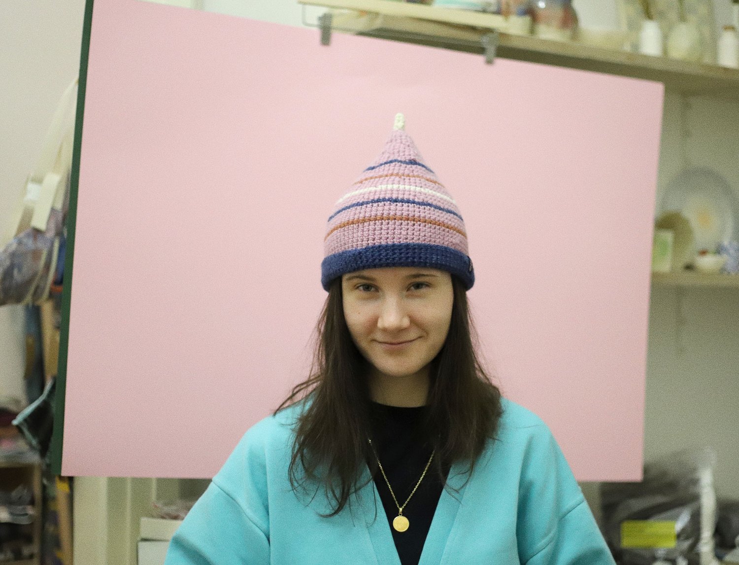 Image of PINK STRIPED WOOL CAP