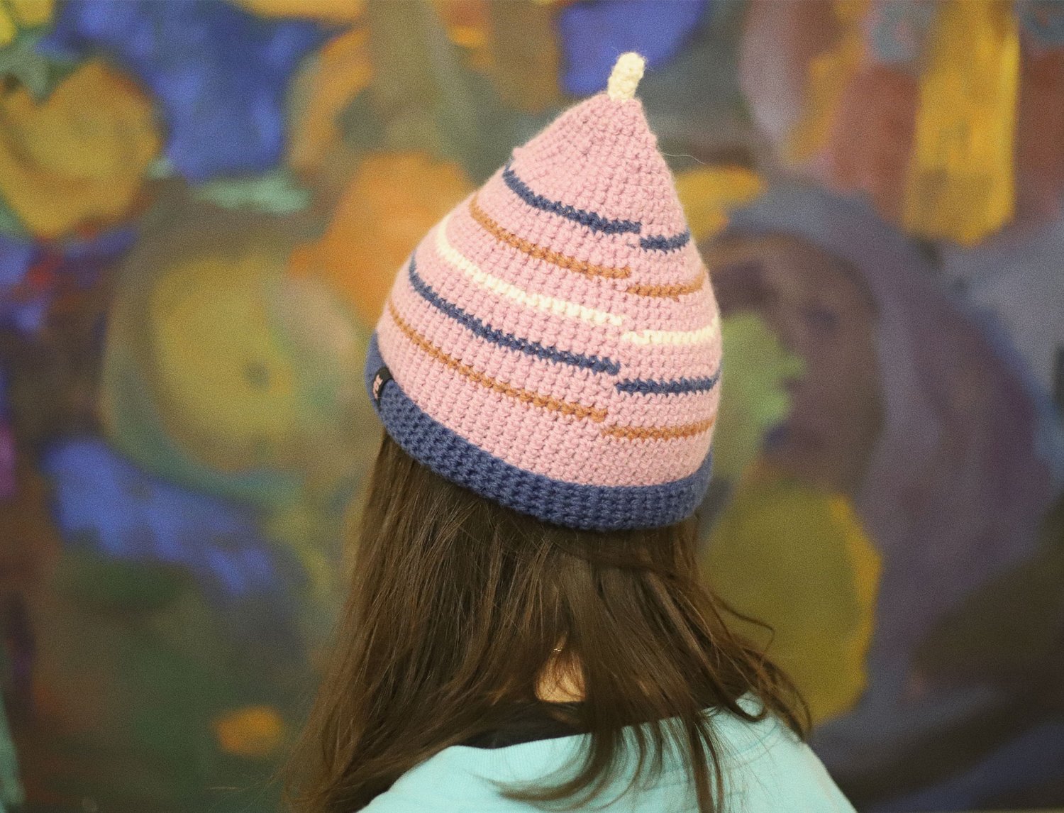 Image of PINK STRIPED WOOL CAP