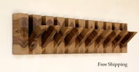 Image 1 of Wood end grain coat rack, 10 hooks