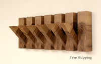 Image 1 of Wooden end grain coat rack, 6 hooks