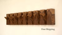 Image 1 of Wooden end grain coat rack, 8 hooks