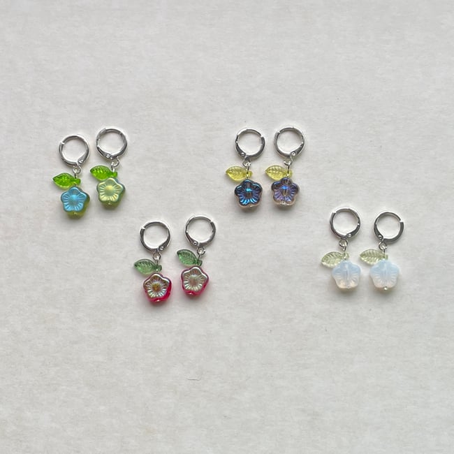 hibiscus flower huggie hoop earrings