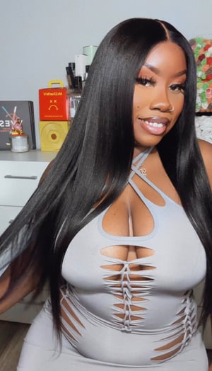 Image of 7x5 Silk Yaki Straight Closure Wig in 24”