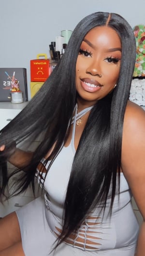 Image of 7x5 Silk Yaki Straight Closure Wig in 24”