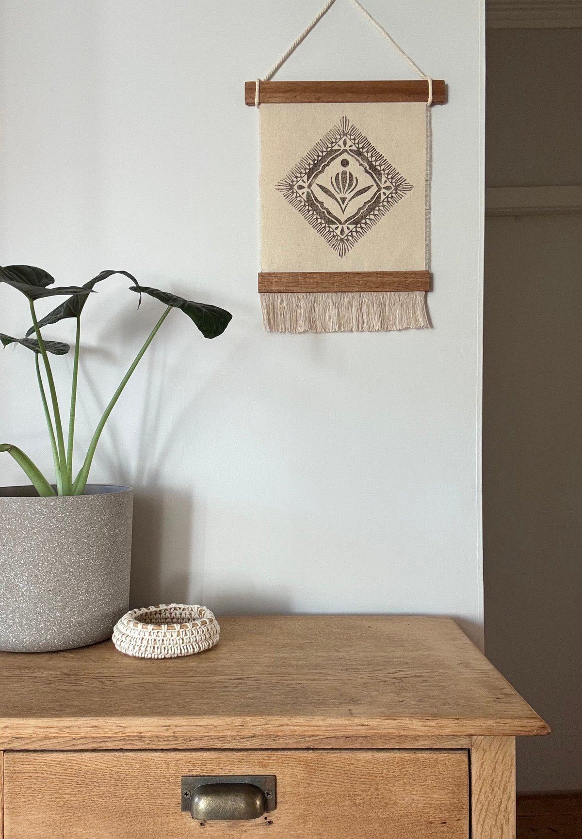 brown tapestry hanging