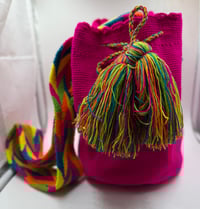 Image 3 of Colombian Wayuu Mochila Bag (Mauve/Pink/White)