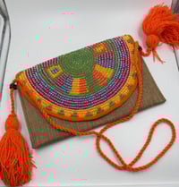 Image 1 of Envelope Purse Wayuu (Orange & Blue)
