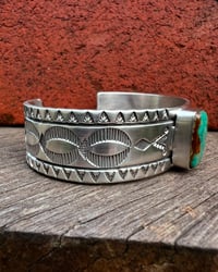 Image 3 of WL&A Handmade Ingot Old Style Royston Turquoise Cuff - Size 7" to 7.5 Wrist - 7/8th Wide #1