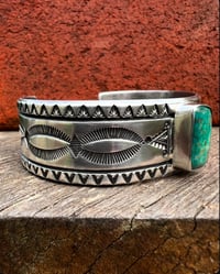 Image 2 of WL&A Handmade Ingot Old Style Royston Turquoise Cuff - Size 7" to 7.5 Wrist - 7/8th Wide #2