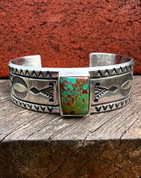 Image 1 of WL&A Handmade Ingot Old Style Royston Turquoise Cuff - Size 7" to 7.5 Wrist - 7/8th Wide #4