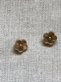 Image 1 of Stainless Steel Flower Earrings Gold 