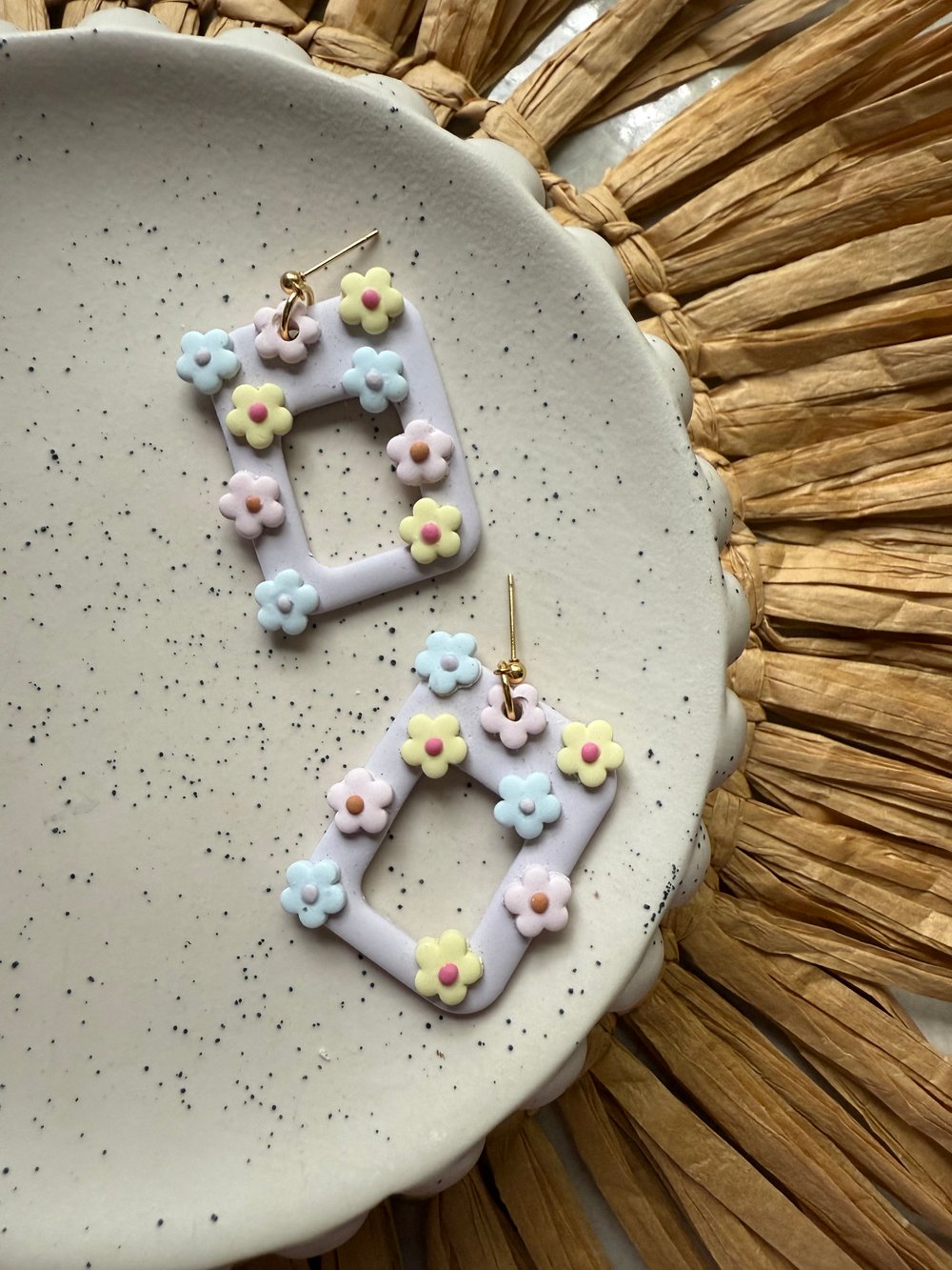 Image of purple retro flower dangles