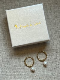 Image 2 of Stainless Steel Earrings Pearl Gold 