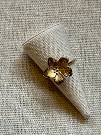 Image 1 of Stainless Steel Small Flower Adjustable Ring Gold