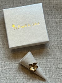 Image 3 of Stainless Steel Small Flower Adjustable Ring Gold