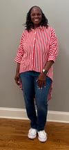  Katie| Stripe Shirt (Red) See Description