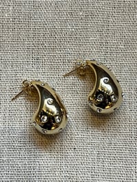 Image 1 of Stainless Steel Drop Earrings with Stones Gold