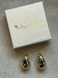 Image 3 of Stainless Steel Drop Earrings with Stones Gold