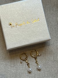 Image 3 of Stainless Steel Earrings Perl Charms Gold