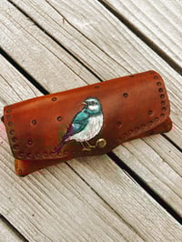 Image 1 of Blue Bird Leather Glasses Case