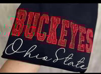 Image 2 of Red Glitter Buckeye Sweatshirt