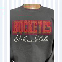 Image 1 of Red Glitter Buckeye Sweatshirt