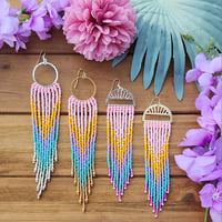 Image 1 of Beaded Pastel Earrings | Pastel Rainbow Earrings