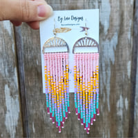 Image 4 of Beaded Pastel Earrings | Pastel Rainbow Earrings