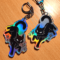 Silhouette Cat 2 Inch Rainbow Acrylic Keychain