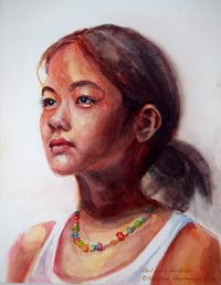 Girl with Necklace. Original watercolor