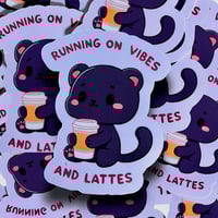 Running On Vibes And Lattes Sticker