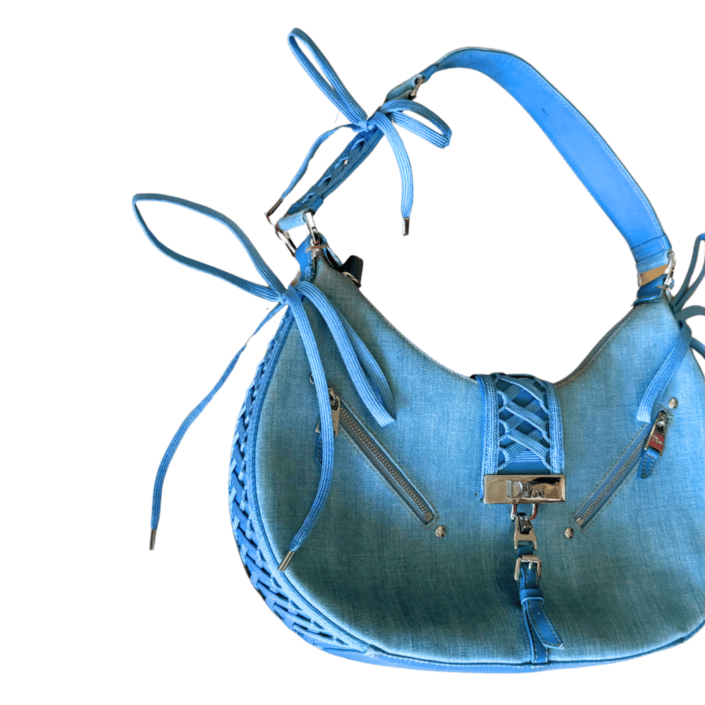 Image of DIOR 2002 "ADMIT IT" DENIM SHOULDER BAG