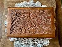 Image 1 of Carved wood box from India