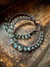 Image 17 of Labradorite copper hoops . n 35