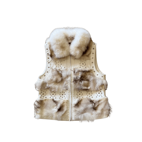 Image of LORITTI WHITE STUDDED FUR VEST