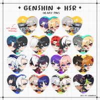 Image 1 of [PRE-ORDER] Genshin HSR Glitter Heart Pins