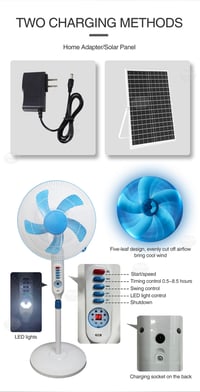 Image 3 of SOLAR AC DC FAN High Quality BYFS-1658 Blue fan 