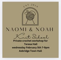 Image 1 of Private crochet workshop for Teresa Hall Wednesday February 5th Axbridge town hall 7-9pm