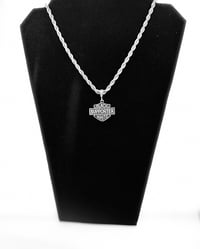 Image 3 of BLACK AND WHITE HARLEY BAR AND SHIELD SUPPORTER PENDANT