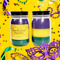 Image 1 of MARDI GRAS THEME SCENTED CANDLE 
