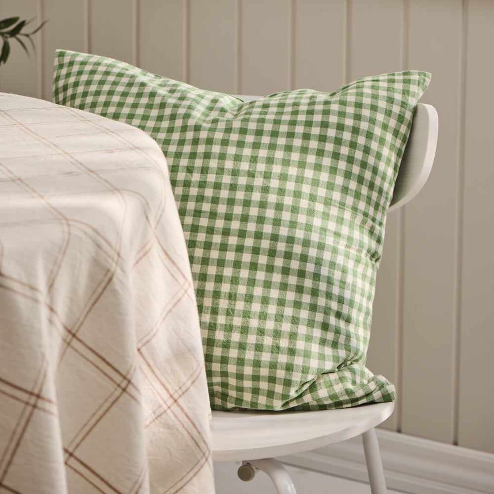 Image of Housse de coussin vichy vert 