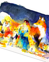 Image 1 of A6 - La dame aux renards - illustration originale