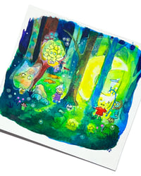 Image 2 of 10x10 - La forêt et la lune - illustration originale