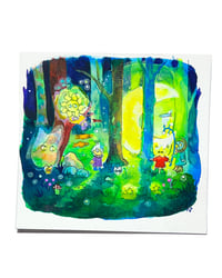 Image 1 of 10x10 - La forêt et la lune - illustration originale