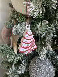Image 2 of Little Christmas Tree Cake Ornament - 4 Pack